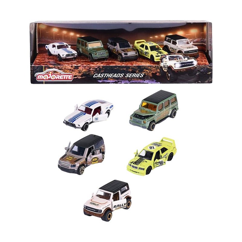 Majorette Castheads Series 2024 Rally Die-cast Cars 5-Pack (1:64)