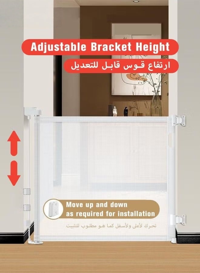 هوكور بوابات أمان قابلة للسحب للأطفال للباب والدرج، بوابة شبكية للحيوانات الأليفة بطول 80 سم، تمتد إلى عرض 180 سم، سياج داخلي سهل الدوران للأطفال الصغار - Image 5
