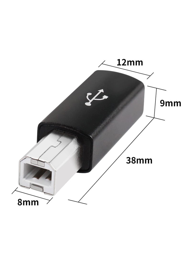 SANMUGEED - 2 Pack Right Angle USB B to USB C Adapter, Type C Female to MIDI Converter Compatible with Printer, Electric Piano, Laptops and More Type-C Devices - Image 1