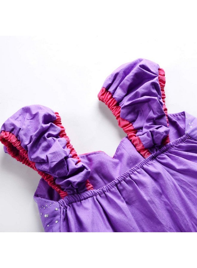 JerrisApparel فستان أميرة جيريس أباريل للبنات لحفلة عيد الميلاد (4T، بنفسجي مع ملحقات) - Image 5