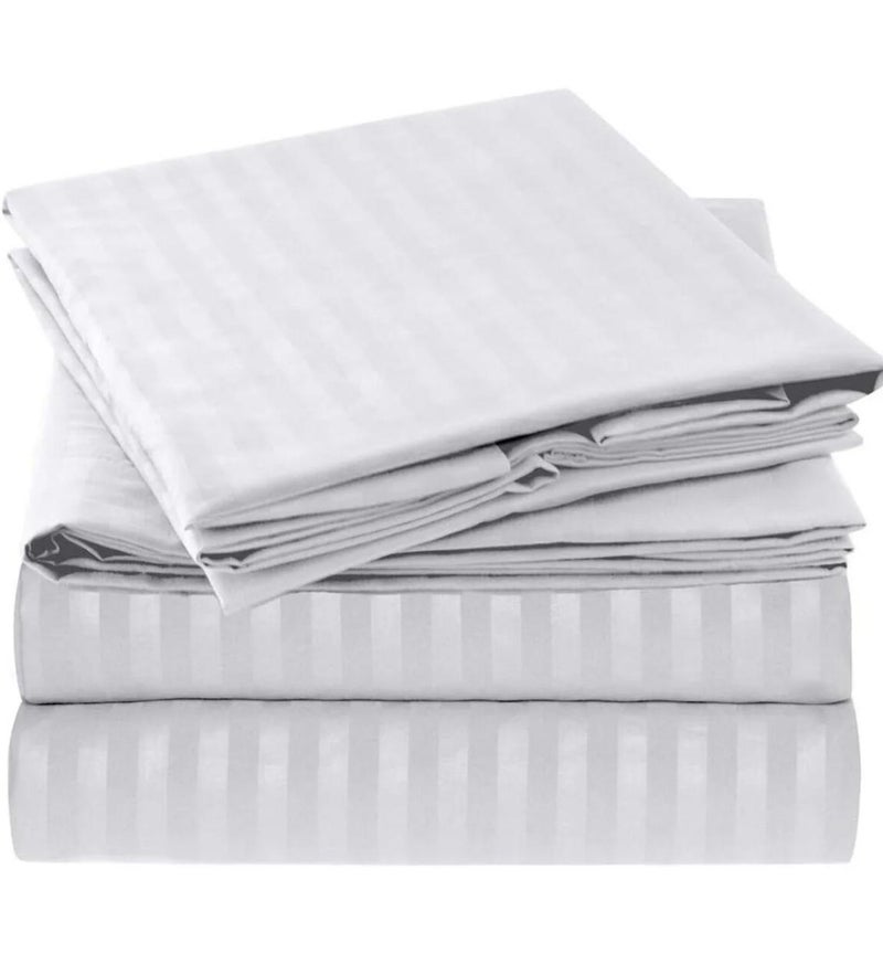 Livenza Home 1cm stripe 3pcs Duvet Cover set 240x260cm with 2 Pillow Cases, White Super King Size - Image 4