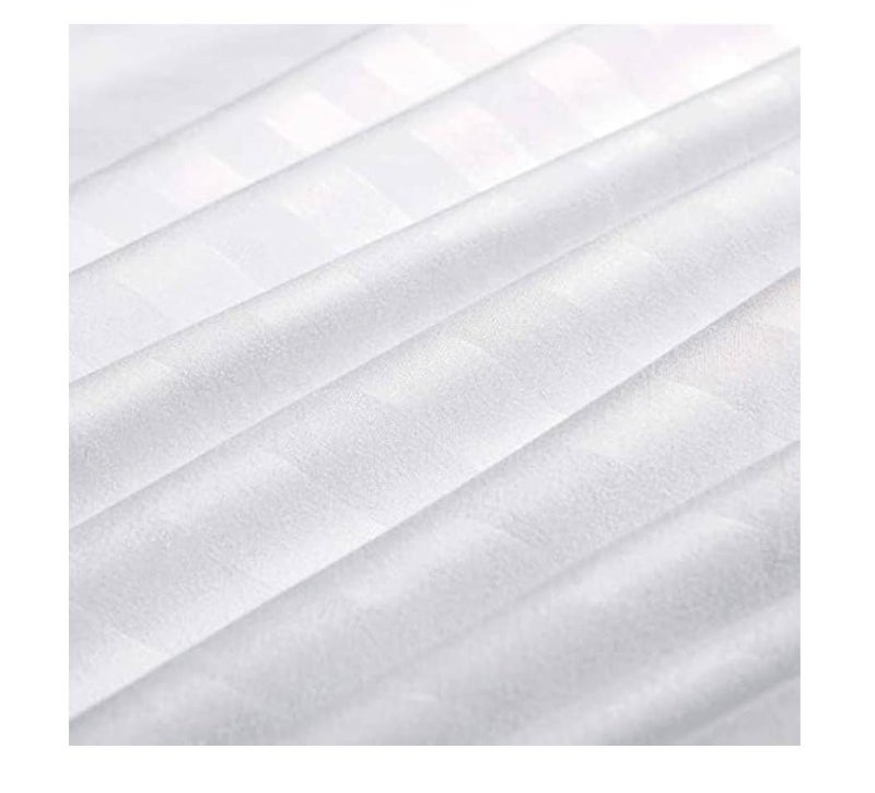 Livenza Home 1cm stripe 3pcs Duvet Cover set 240x260cm with 2 Pillow Cases, White Super King Size - Image 2