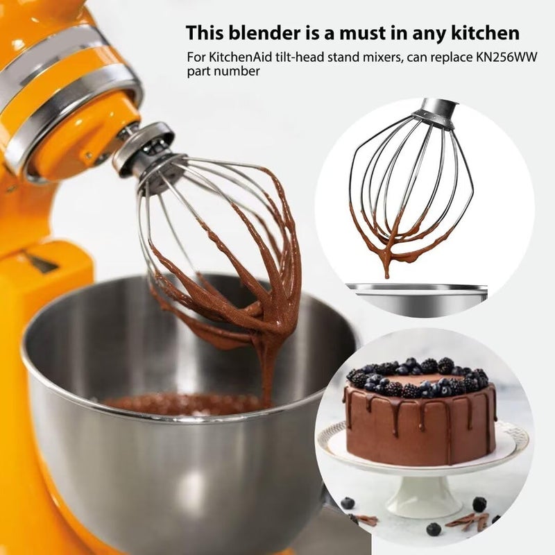 GruDawu Premium KN256WW 6-Wire Whip Attachment for KitchenAid 6 Quart Bowl-Lift Stand Mixer Accessory Replacement, Egg Cream Stirrer, Cakes Mayonnaise Stainless Steel Whisk - Image 5