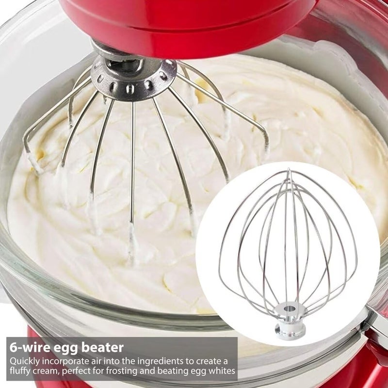 GruDawu Premium KN256WW 6-Wire Whip Attachment for KitchenAid 6 Quart Bowl-Lift Stand Mixer Accessory Replacement, Egg Cream Stirrer, Cakes Mayonnaise Stainless Steel Whisk - Image 3