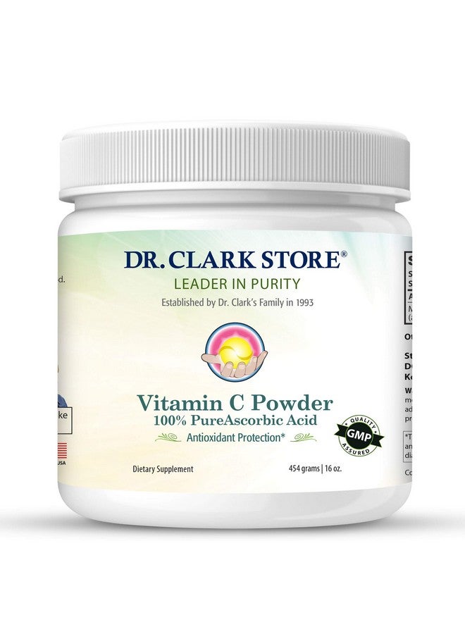 Dr Clark Store Drclark Vitamin C Powder Ascorbic Acid Immune Support Supplement Gluten Free Potent Antioxidant Supports Brain Function Promotes Tissue Formation And Repair 454Gm ; 16Oz - Image 1