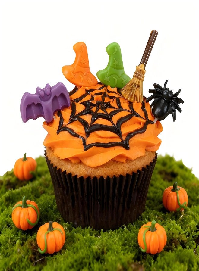 Fchil Halloween Silicone Molds for Chocolate, 4 Pack Candy Molds with Bat, Witch Hat, Broom, Spider Shapes, Orange - Image 5