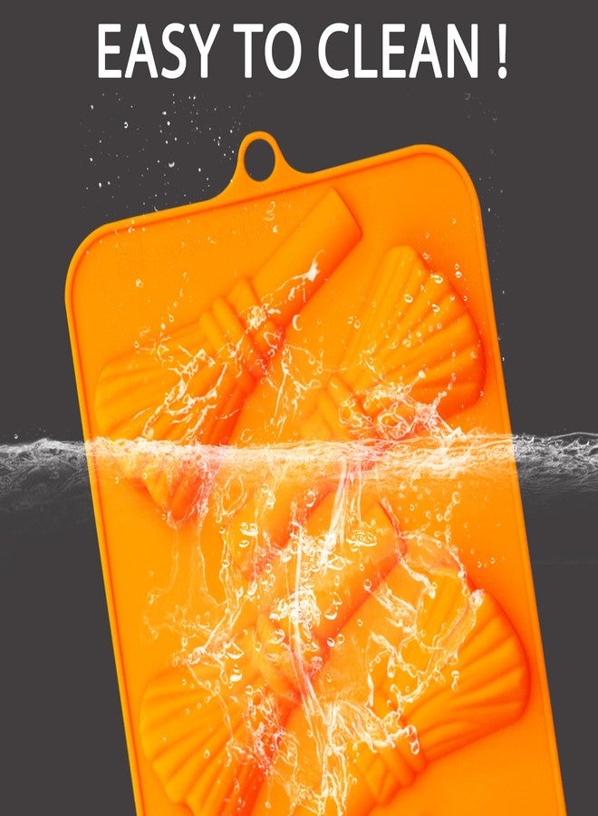 Fchil Halloween Silicone Molds for Chocolate, 4 Pack Candy Molds with Bat, Witch Hat, Broom, Spider Shapes, Orange - Image 4