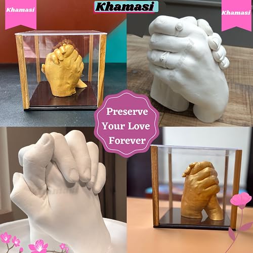 Khamasi Hand Casting Kit | 3D Couple Casting Kit, Hand Mould Kit 3D Moulding Powder, Clay Hand Foot, Gift for Couple, Parents, Husband on Anniversary, white - Image 4