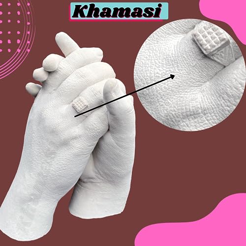 Khamasi Hand Casting Kit | 3D Couple Casting Kit, Hand Mould Kit 3D Moulding Powder, Clay Hand Foot, Gift for Couple, Parents, Husband on Anniversary, white - Image 3