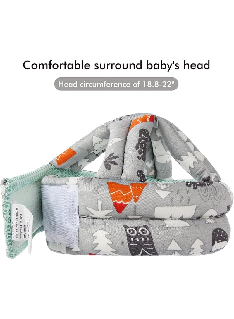 RATSAW Baby Head Protector Helmet Breathable Safety Head Guard Cushion with Adjustable Straps Protection Cap Harnesses Hat for Infant Toddlers Learn to Walk and Kid Gray Forest - Image 3