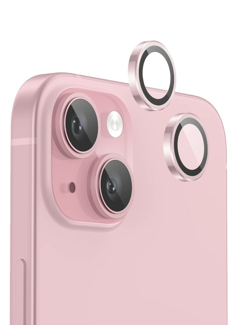 Digi Core واقي عدسة كاميرا iPhone 15 متوافق مع Apple iPhone Keep الكاميرا الأصلية HD Glass iPhone 15 Plus واقي عدسة الكاميرا (وردي، 15-15 Plus)