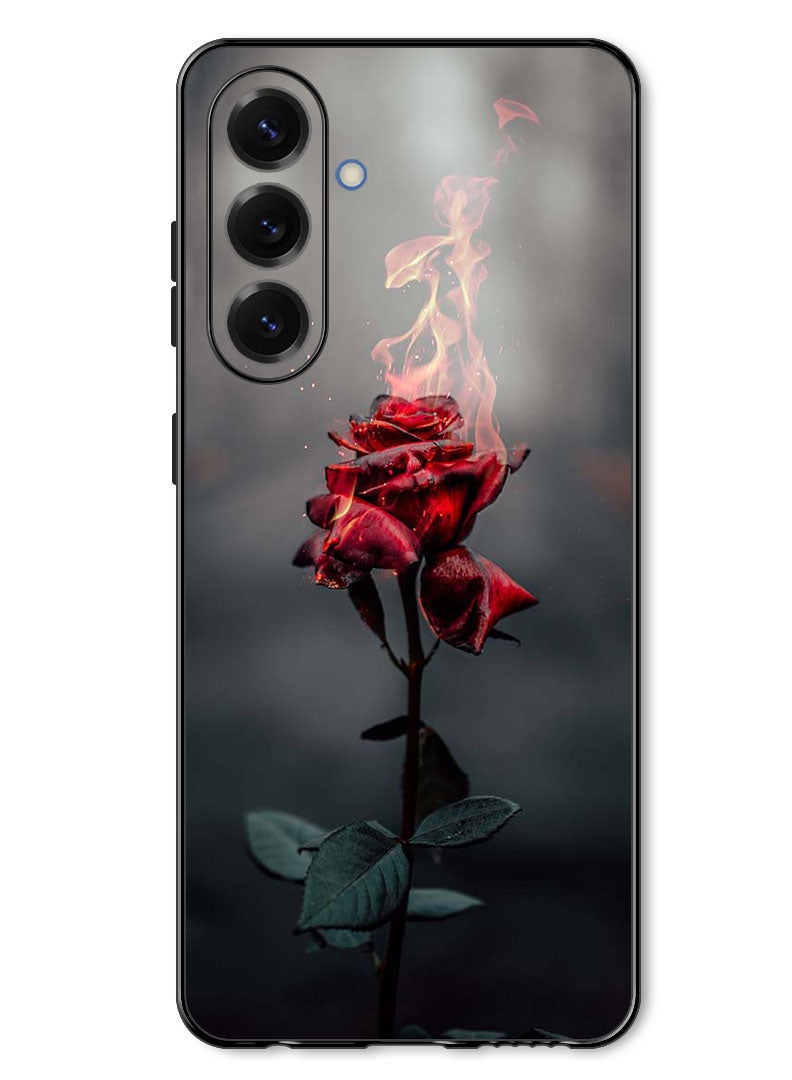 Theodor Case Compatible with Samsung Galaxy A57 Protection Shockproof Bumper Cover Burning Red Rose - Image 1