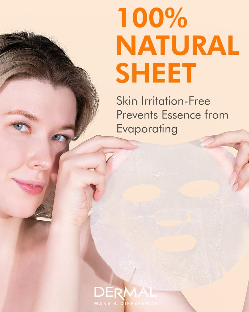 Dermal Korea Collagen Essence Full Face Facial Mask Sheet - Vitamin pack of 10 - Image 5