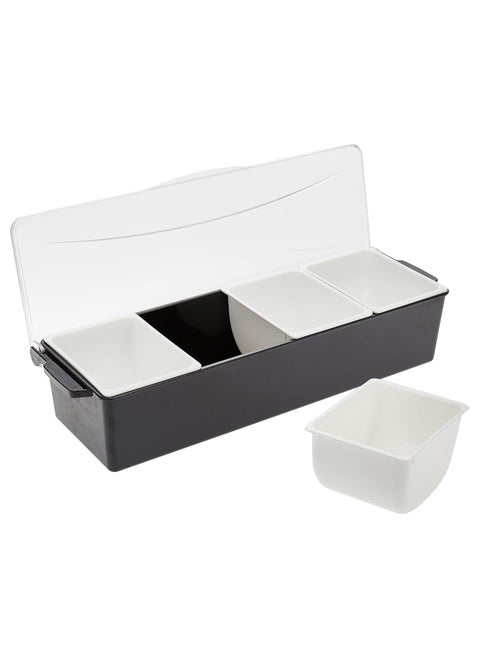 Garnish Trays With 6 Compartments 6 Removable Container, Black/Clear, Gse-09