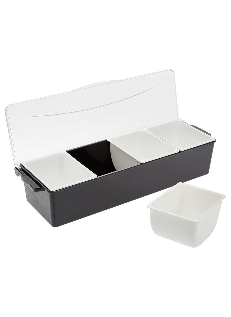 Garnish Trays With 6 Compartments 6 Removable Container, Black/Clear, Gse-09