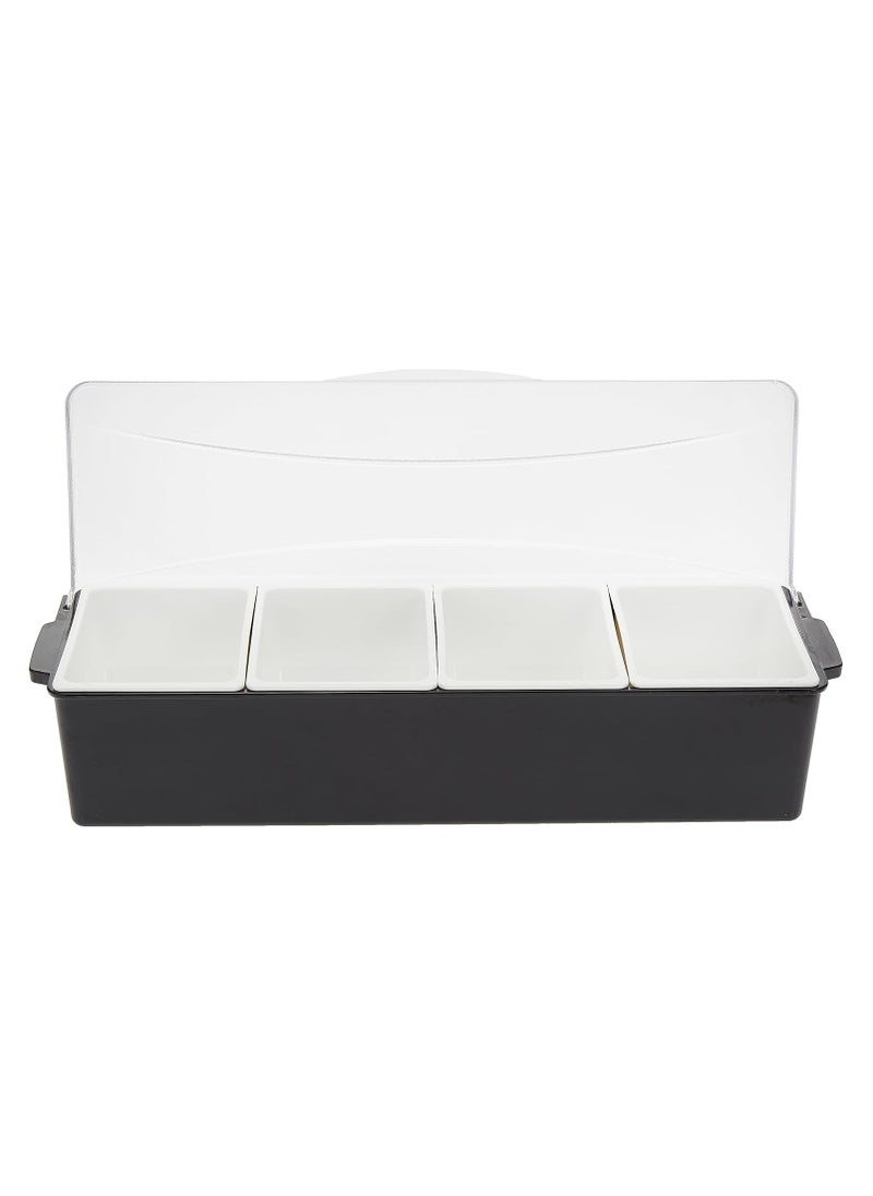 Garnish Trays With 6 Compartments 6 Removable Container, Black/Clear, Gse-09