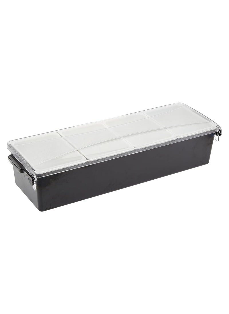 Garnish Trays With 6 Compartments 6 Removable Container, Black/Clear, Gse-09