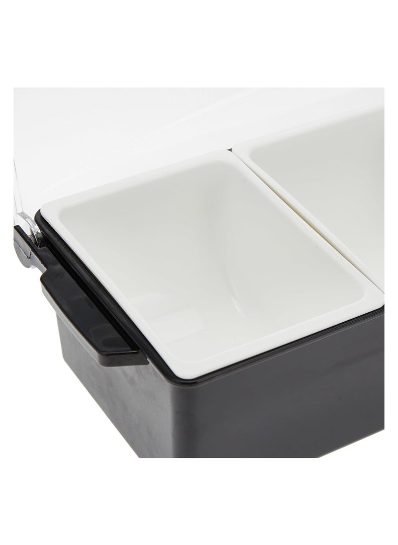 Garnish Trays With 6 Compartments 6 Removable Container, Black/Clear, Gse-09
