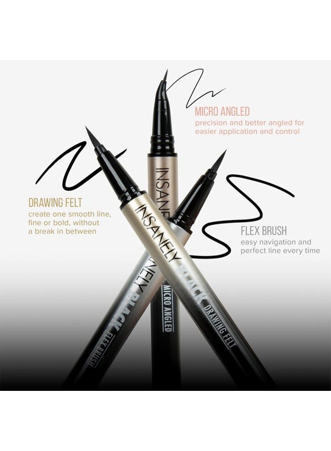 Absolute New York MELL01 Insanely Black Drawing Felt Liquid Eyeliner, Waterproof and Smudegeproof, Long Lasting, Contact Lens Friendly Liquid Eyeliner - Image 3