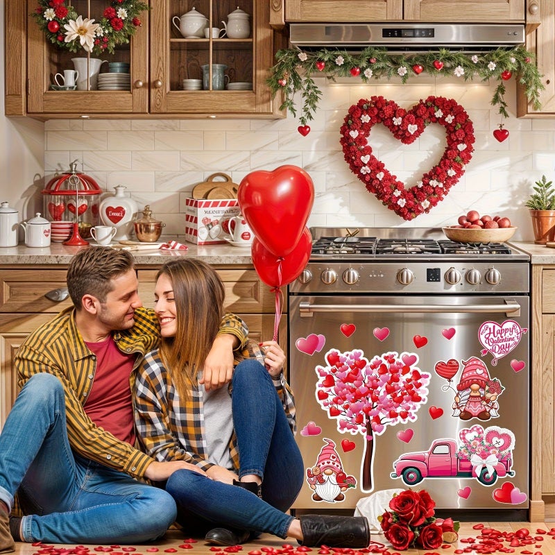 10pcs Red Valentine Day Gnome Pattern Dishwasher Magnet Decorations Refrigerator Stickers Sweet Wedding Anniversary Kitchen Fridge Door Decoration Gift - Image 4