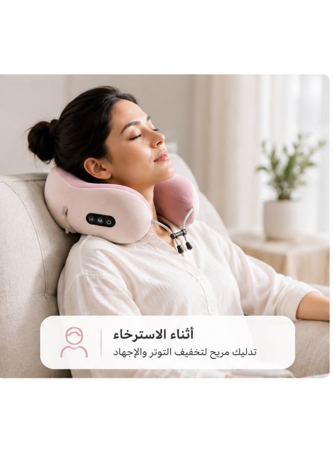 Smart Neck Massager Pillow Rechargeable Travel Neck Massage Pillow with 3 Intensity Levels Multiple Modes Portable Cordless Pillow for Travel Office Home - Image 3