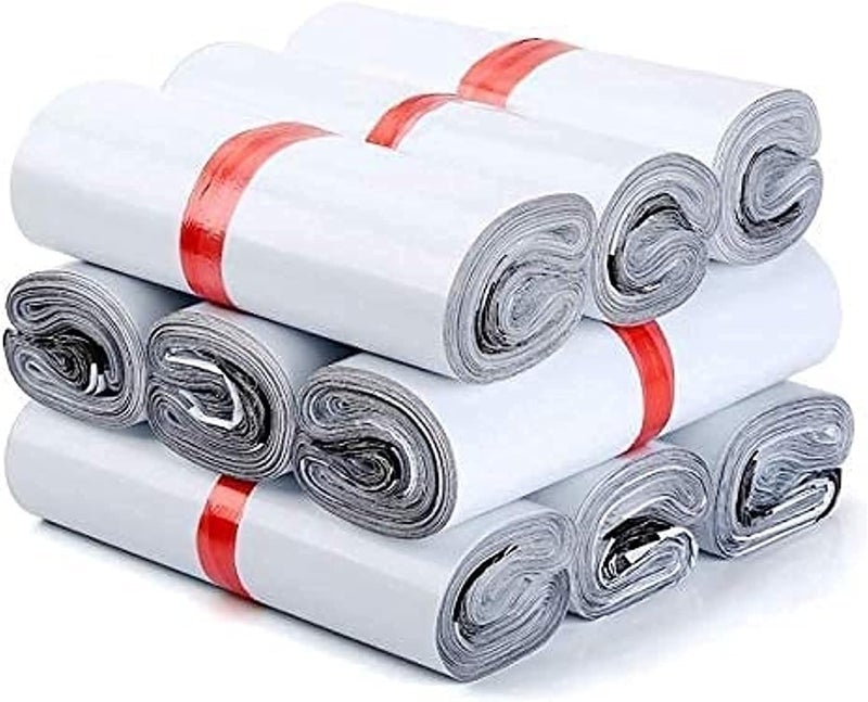 ريد دوت جيفت REDDOTGIFT® 100 قطعة مقاس: H35*25 سم حقيبة ظرف بلاستيكي ذاتية الإغلاق لاصقة حقائب تخزين ساعي حقائب ظرف بلاستيكي متعدد البريد للشحن والبريد (أبيض (داخلي أسود)، H35*25 سم) - Image 1