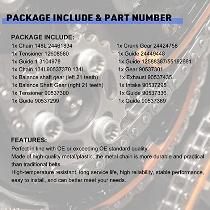 Daysyore 2.4 Timing Chain Kit 94201S Fits for Buick-LaCrosse Regal Verano, for Pontiac-G5 G6 2.4L, for Saturn-Aura Sky 2.4L, for Colbat Equinox Malibu 2.0L/2.2L/2.4L Engine - Image 3