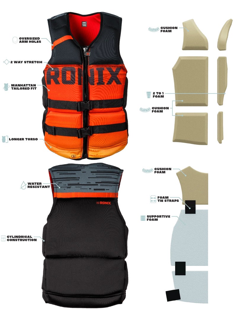 Ronix Megacorp Surf - Capella 3.0 - CGA Life Vest - Fireball (2025) - Image 5