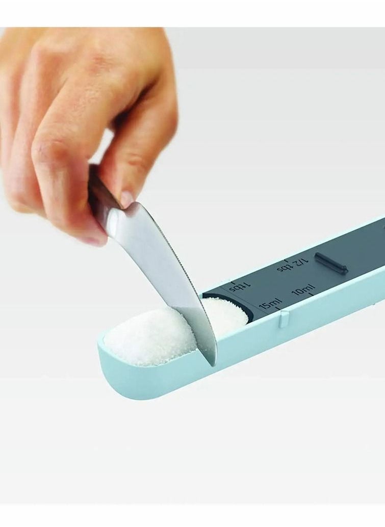 Y&D - Adjustable Measuring Spoon, Measures From 1 ml to 15 and 1/4 tsp tbsp, Dry Liquid Ingredients, Metering Spoon for Baking Cooking, Kitchen Gadgets (Blue) - Image 1