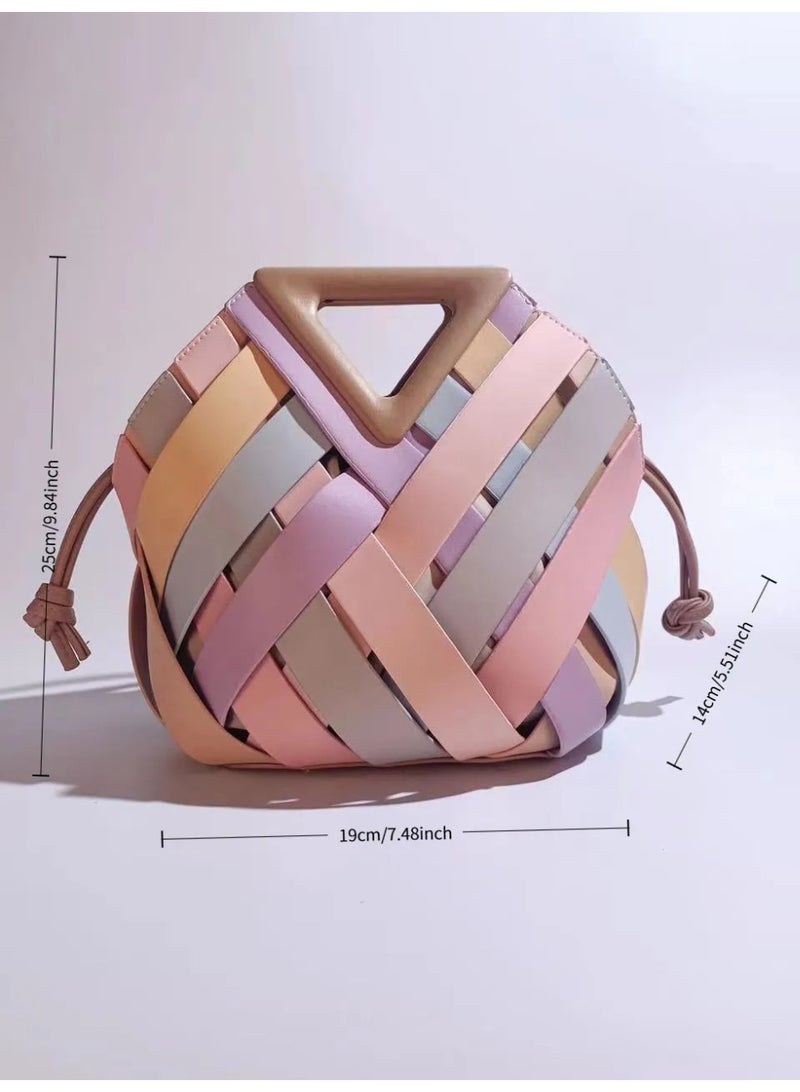 Women’s Woven Birdcage Shoulder Bag - Artistic Openwork Hollowed Design, Elegant Handheld Clutch - Image 5