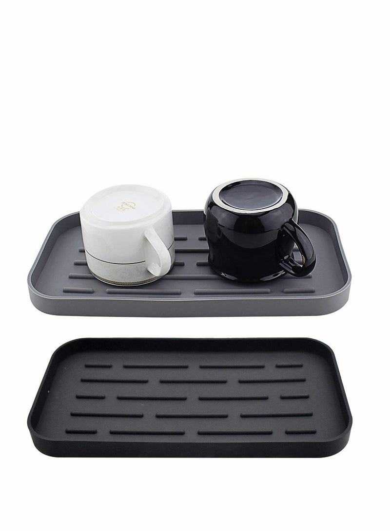SYOSI Silicone Dish Drying Mat 2 Pack Silicone Drying Mat Multifunctional Heat Resistant Easy Clean Draining Board Mat Non Slip Dish Drainer Mat for Dishes Cup Plate Countertop Glass Stemware - Image 1
