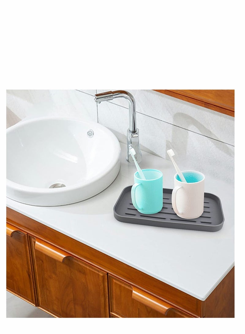 SYOSI Silicone Dish Drying Mat 2 Pack Silicone Drying Mat Multifunctional Heat Resistant Easy Clean Draining Board Mat Non Slip Dish Drainer Mat for Dishes Cup Plate Countertop Glass Stemware - Image 2