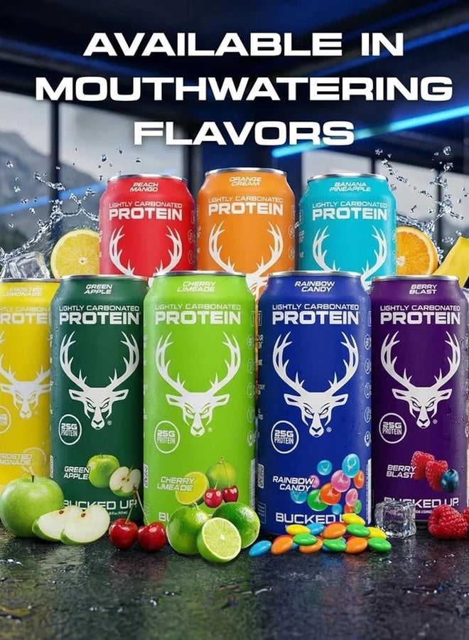 Bucked Up Lightly Carbonated Protein Soda - 25g Whey Isolate - RTD - Zero Sugar, Low Calorie, Caffeine Free, Sparkling Protein Soda - 473 ml flavored (Peach Mango) - Image 5