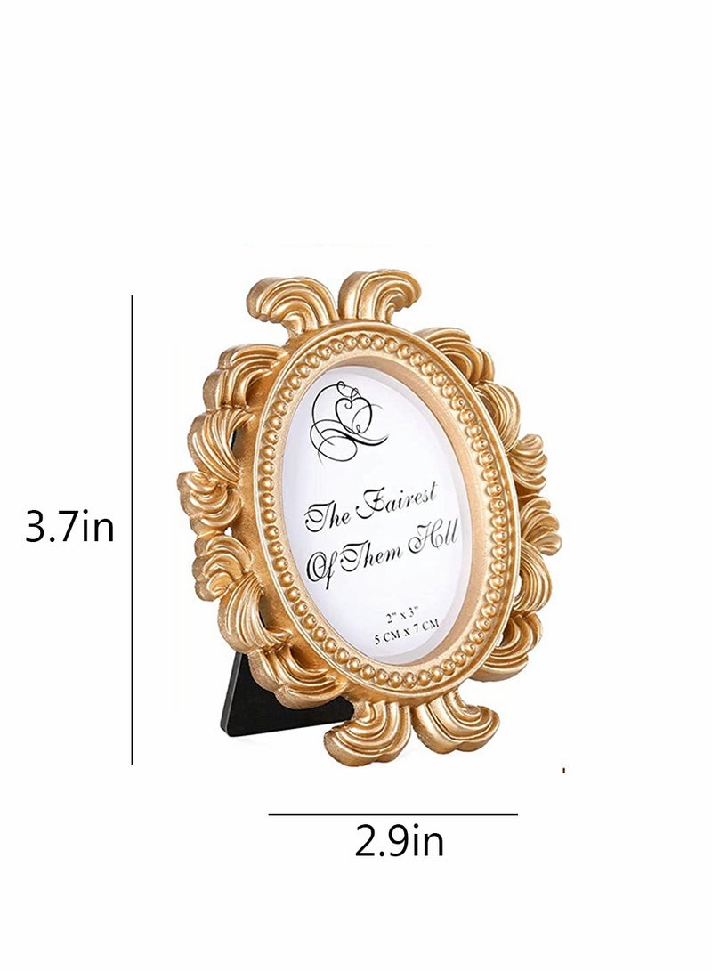 Excefore إطار صور عتيق إطار صور قديم إطار صور صغير إطار باروكي حامل بطاقة مكان إطار بيضاوي من الراتينج عرض طاولة زينة الحفلات إطار من الراتينج ذهب 6 قطع - Image 2