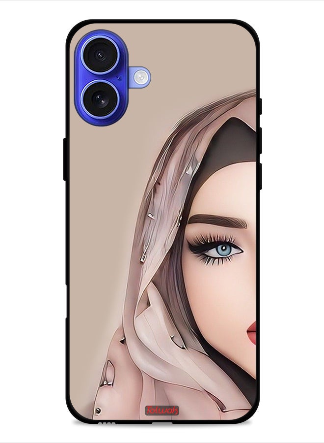 Tolwak Apple iPhone 16 Plus Protective Case Cover Half Face Girl Art - Image 1