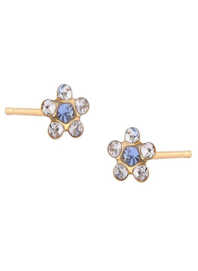 Studex Daisy April Crystal- September Sapphire 24K Pure Gold Plated Ear Studs For Kids  - Image 4