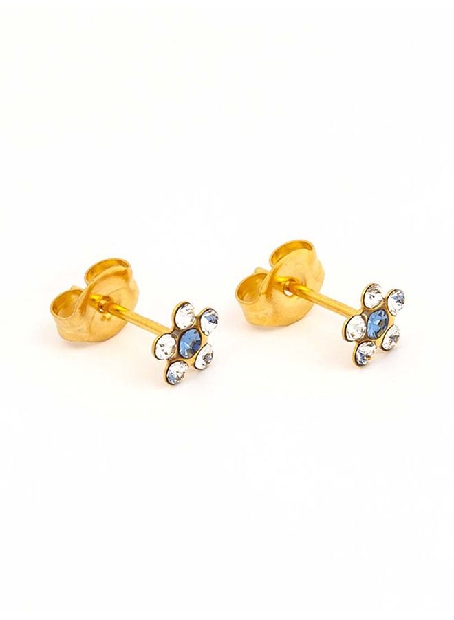 Studex Daisy April Crystal- September Sapphire 24K Pure Gold Plated Ear Studs For Kids  - Image 2