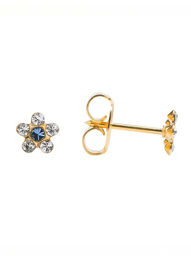 Studex Daisy April Crystal- September Sapphire 24K Pure Gold Plated Ear Studs For Kids  - Image 3