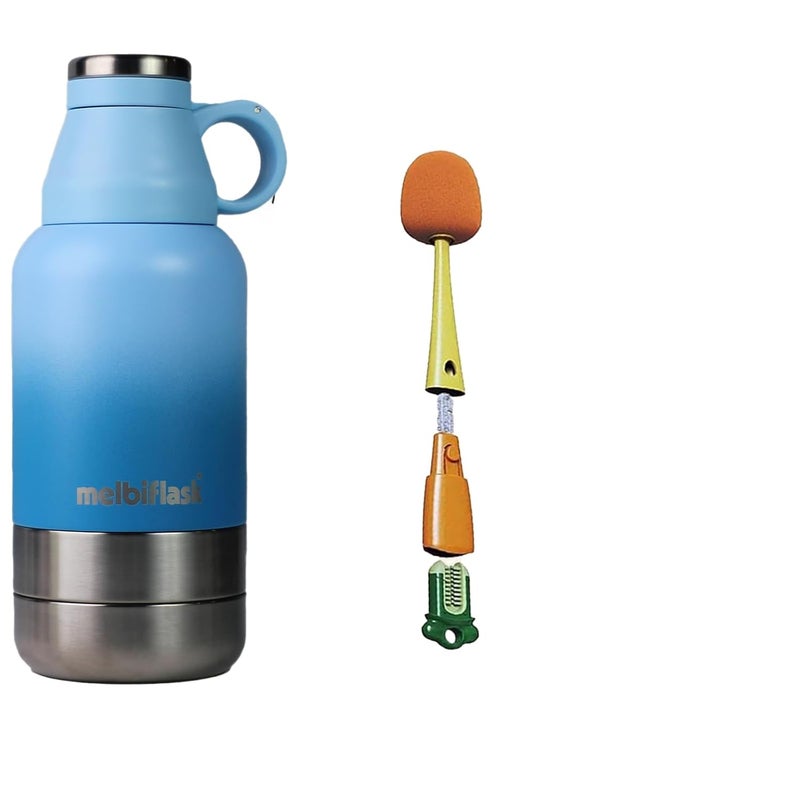 Melbify 3in1 Flask with Storage Bowl Brush Vacuum FlaskMelbiflask Water Bottle Thermosteel Insulated Flask 1 LitreHot Cold Water CoffeeTeaMilkBest Flask for BabiesOfficeTravel