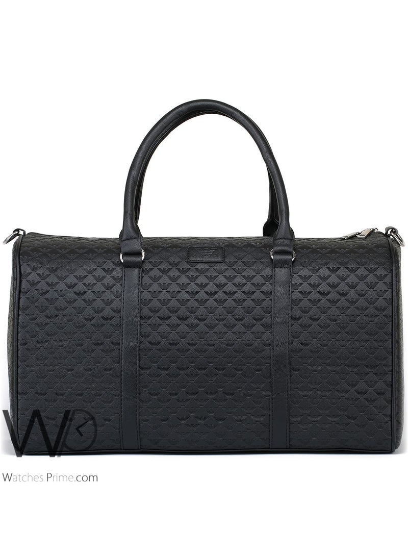 EMPORIO ARMANI Emporio Armani Black Leather Duffle Gym Bag  - Image 2