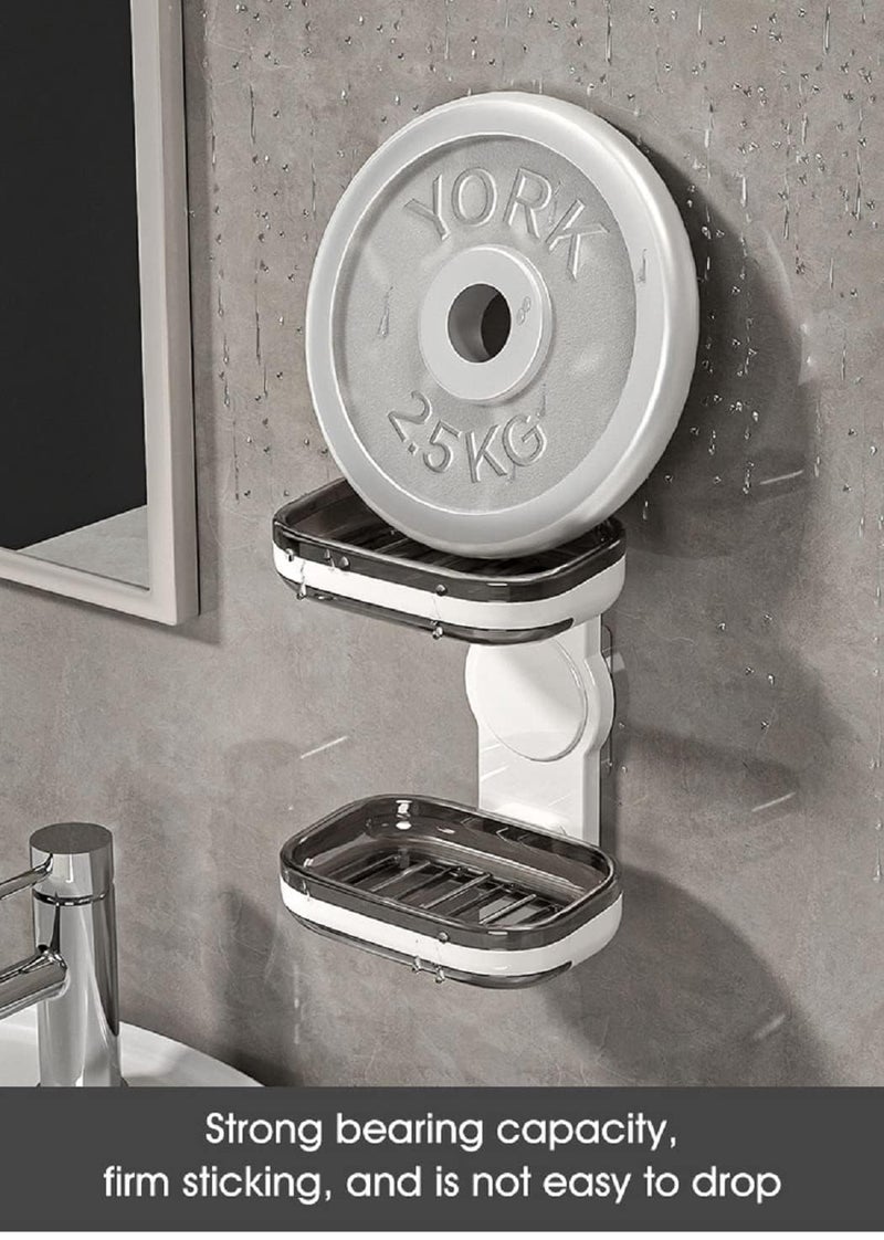 TYZAG Acrylonitrile Butadiene Styrene Abs Soap Holder for Bathroom, Soap Dish Holder, Soap Stand for Bathroom, Wall Mounted Stickable Self Adhesive Soap Case for Bathroom (Single Dish, White & Grey) - Image 4