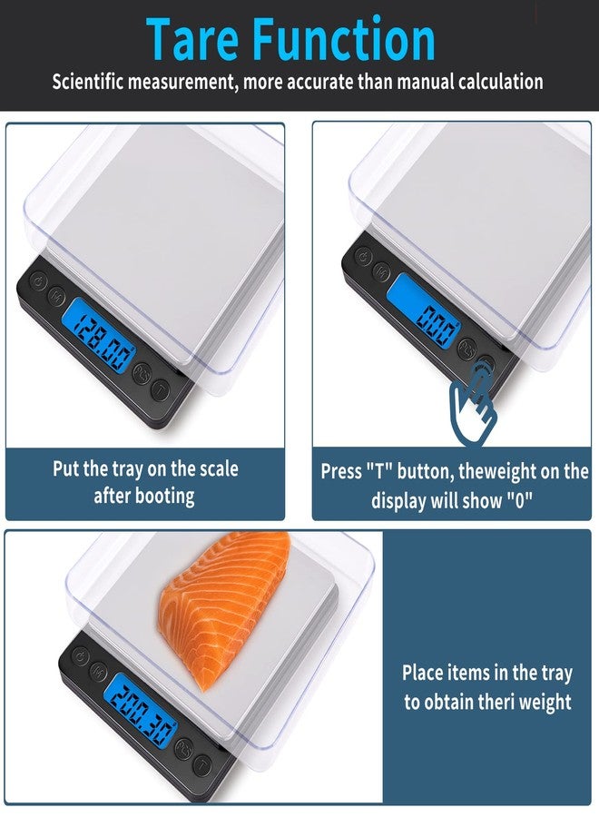 MEIYA Small Digital Gram Scale 1000g by 0.01g, MEIYA High Accuracy Scale for Food Ounces and Grams, Upgrade USB Charging Kitchen Scale Digital Weight for Cooking, Baking, with Tare Function, 9 Units, 2 Tray - Image 4