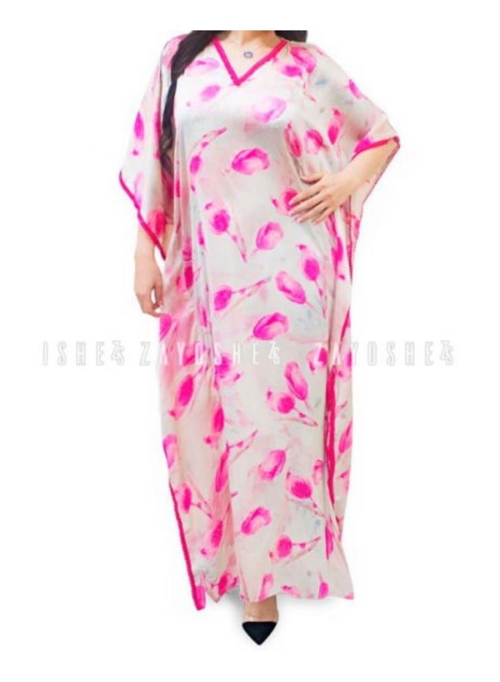 ZAYOSHE Satin Pink Rose Kaftan 
