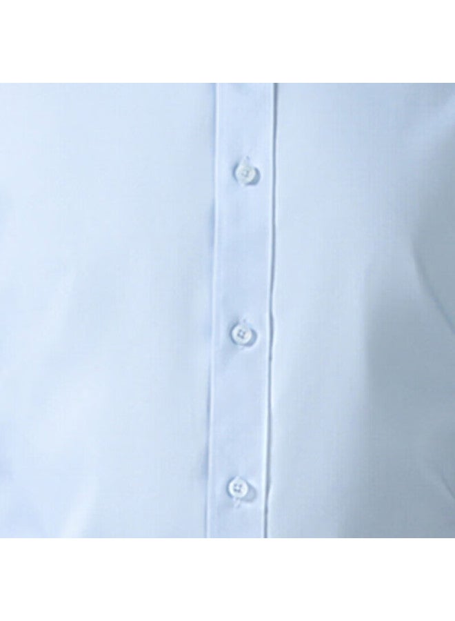 Tucano Men's Summer Short Sleeve Shirt Business Formal Pure Color Casual Fashion All-match Men's Wear Light Blue 3XL - Image 2