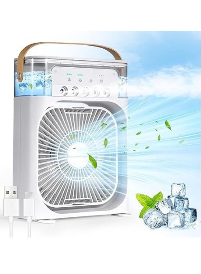 5*1 Fan Powerful Operation Portable Low Noise 500ml 5 Large Caliber Atomizers 7 Color Lights Timer 1H/2H/3H- White - Image 1