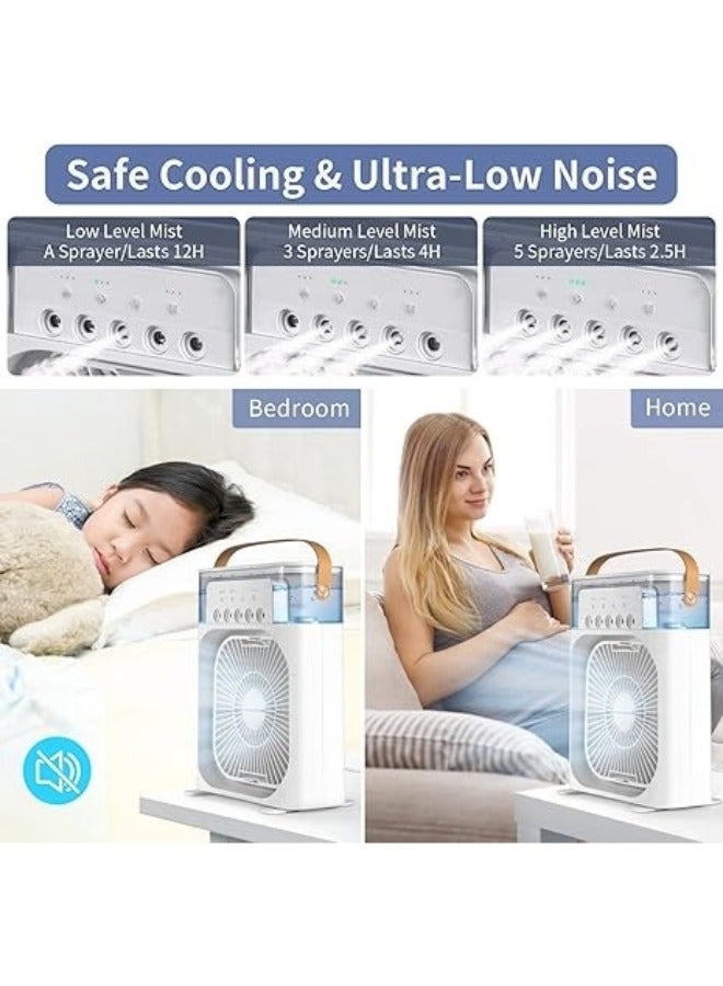 5*1 Fan Powerful Operation Portable Low Noise 500ml 5 Large Caliber Atomizers 7 Color Lights Timer 1H/2H/3H- White - Image 4