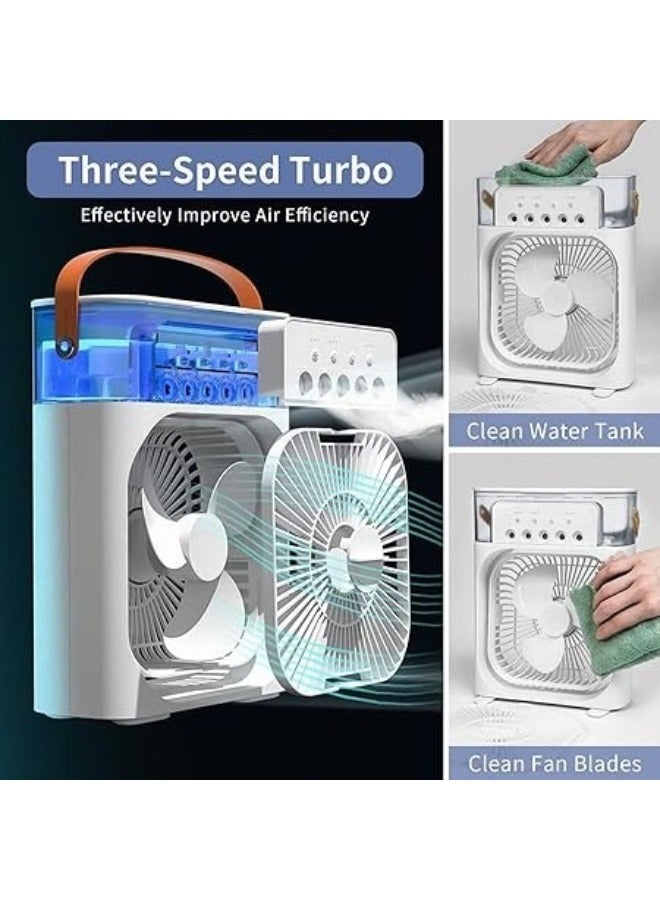 5*1 Fan Powerful Operation Portable Low Noise 500ml 5 Large Caliber Atomizers 7 Color Lights Timer 1H/2H/3H- White - Image 2