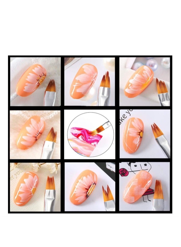 OASIS-TH 8 Pcs Gel Ombre Gradient Nail Art Brush Set, UV Gel Painting Pen, Purple Handle Manicure Nail Art Tip Builder Liner Polish Pen Tools - Image 4