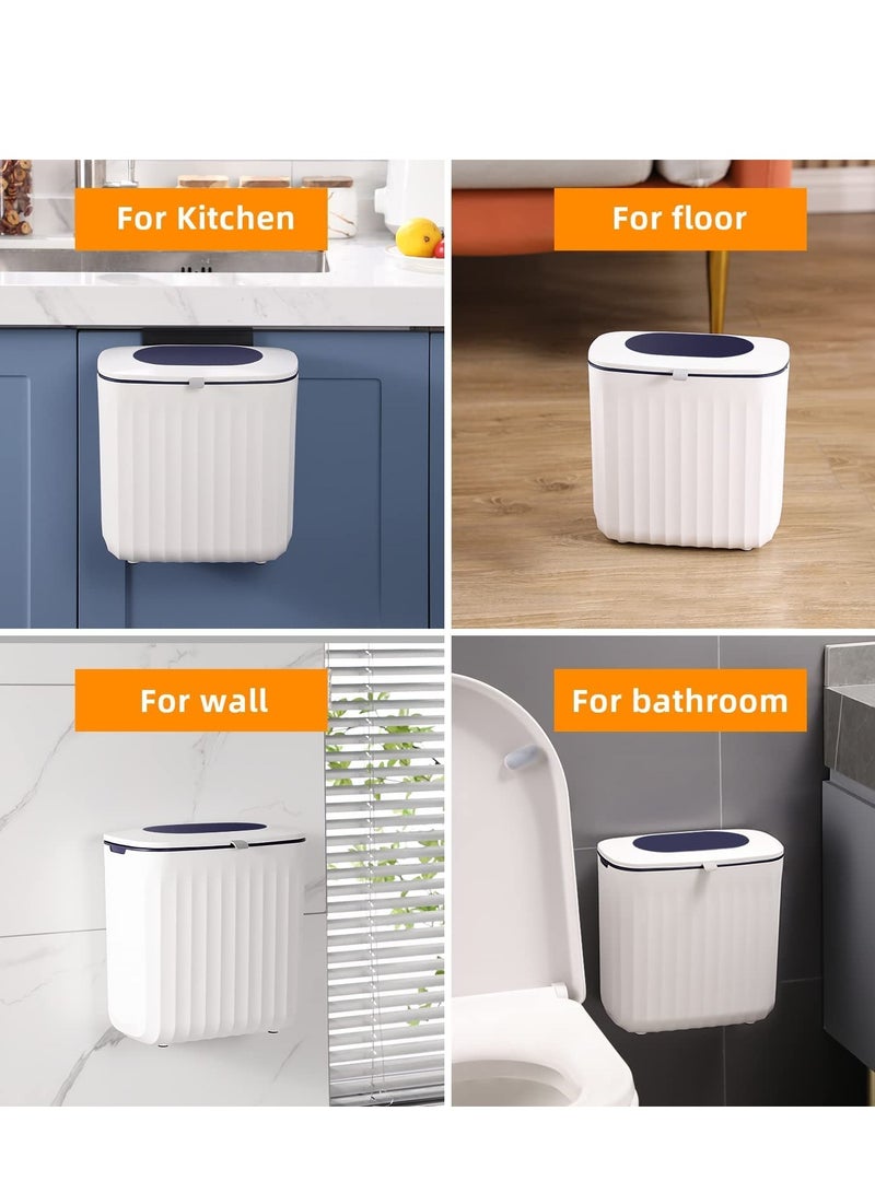 SOLARAE Kitchen Compost Bin, 2.1Gallon Hanging Trash Can with Lid, Kitchen Cabinet Door Under Sink Plastic Garbage Can Compost Bin Wall Mounted Slide Open, odorless Trash can, Blue - Image 3