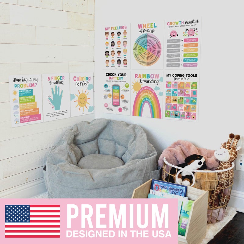 Hadley Designs 9 Calming Corner Posters for Classroom Decor - Feelings Chart for Kids, School Counselor Office Decor, Sensory Calm Down Corner Items Kids, Pastel Homeschool & Daycare Emotions Chart - Image 4
